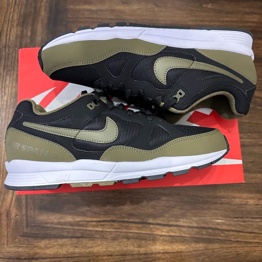 Nike Air Span II Black and Olive Sneakers